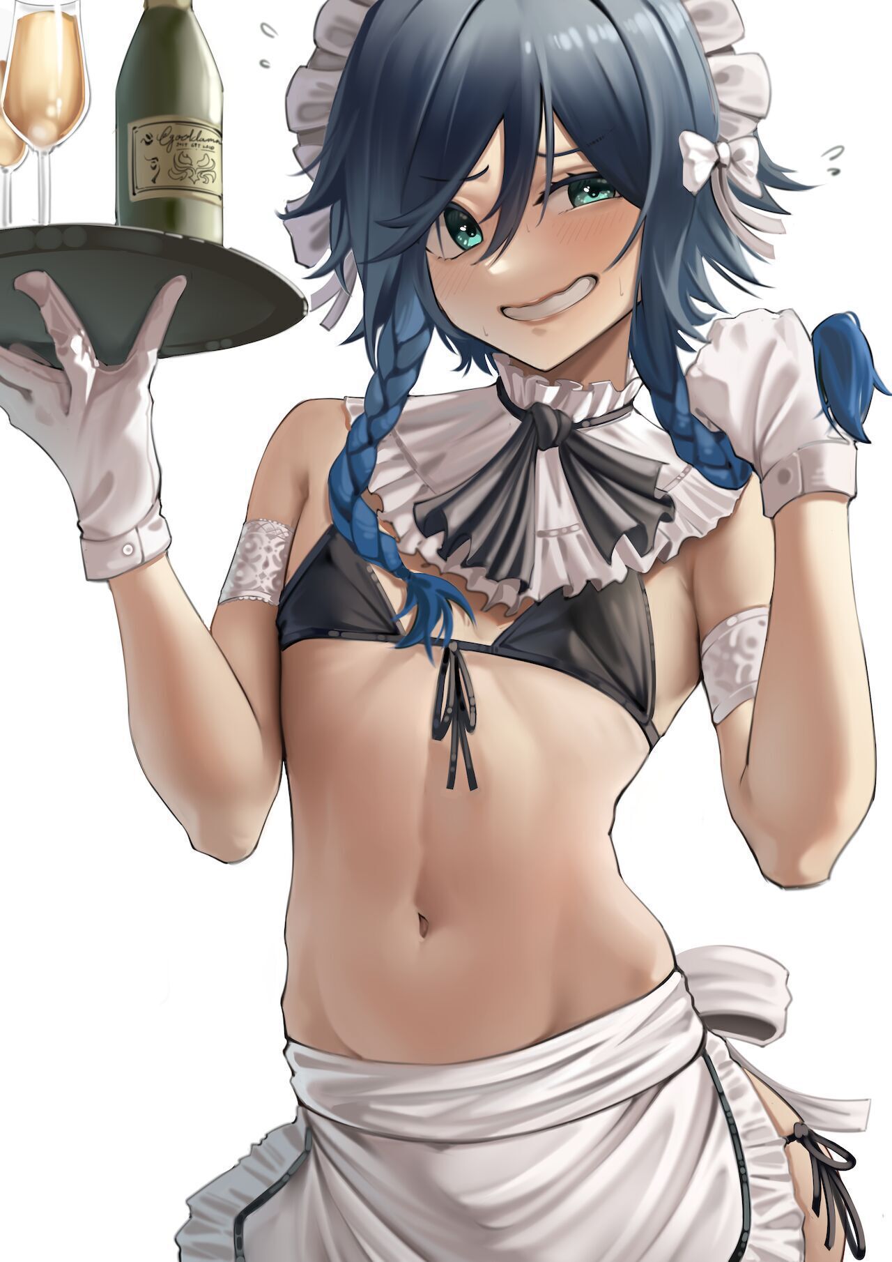 You make him wear a cute maid outfit. And to be sure he's not distracted by any naughty thoughts, you lock his cock away as well.
